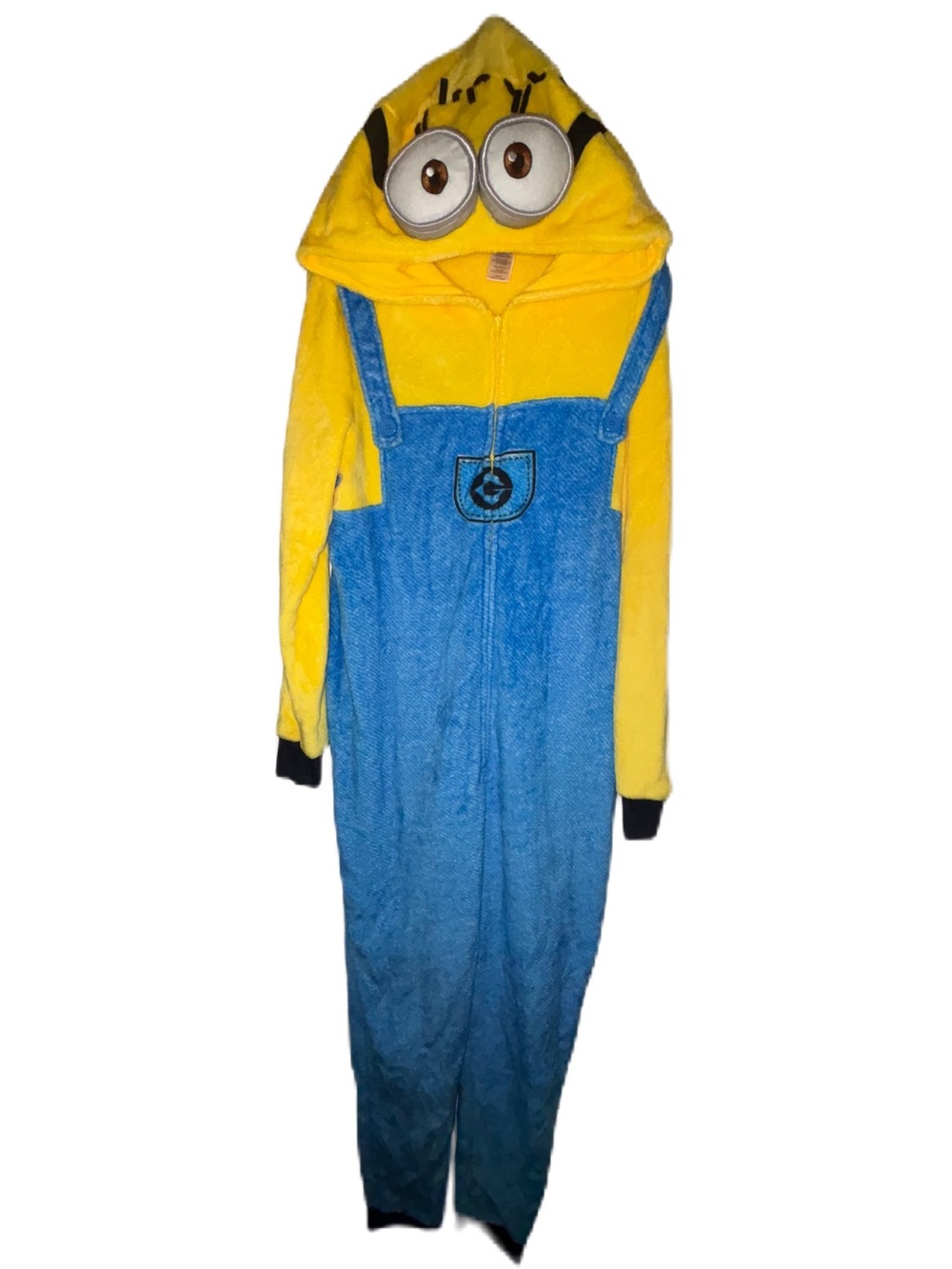 Despicable Me Minion Hooded Plush Fleece One-Piece Union Suit Costume L (12-14)